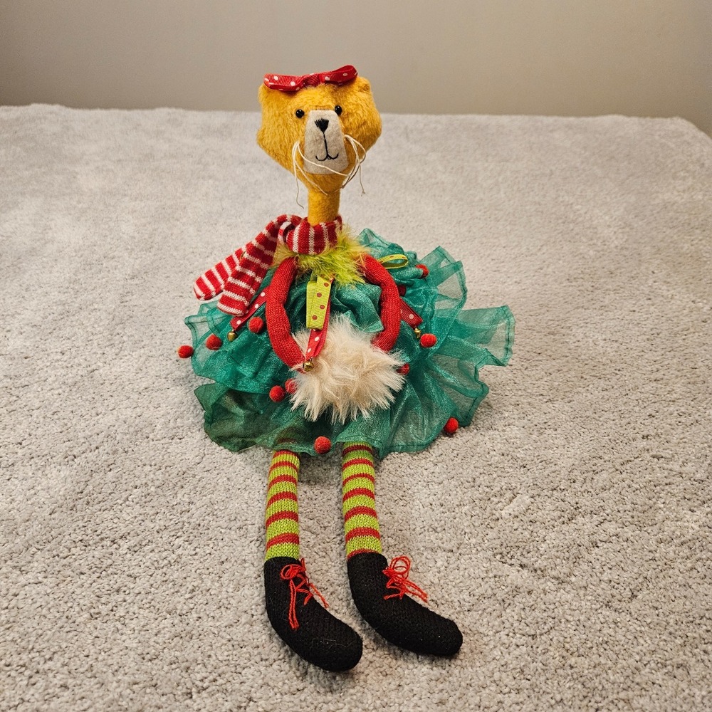 Cracker Barrel Full of Mischief Cat Sitter Shelf Sitter 18"‎ Christmas Funky Cat